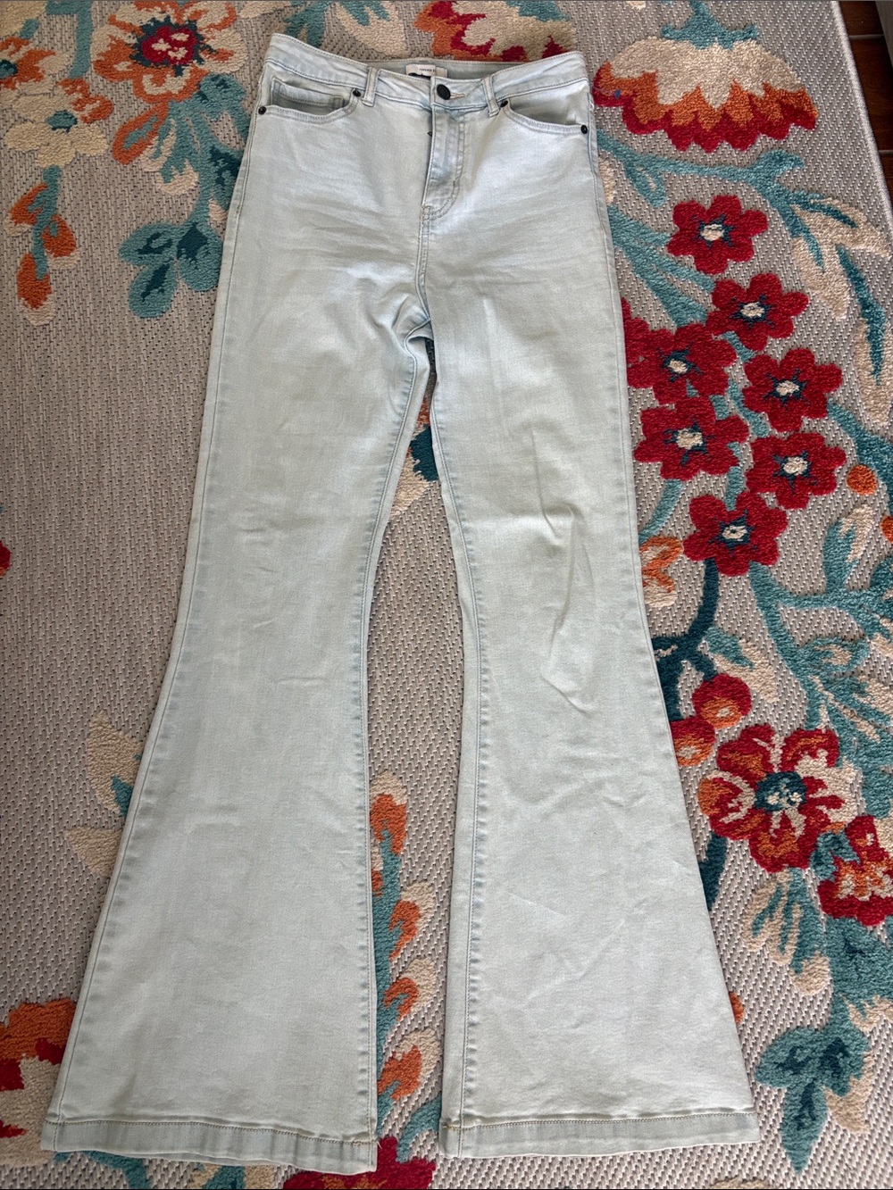 Forever 21 Pale Blue High-Rise Flare Jeans